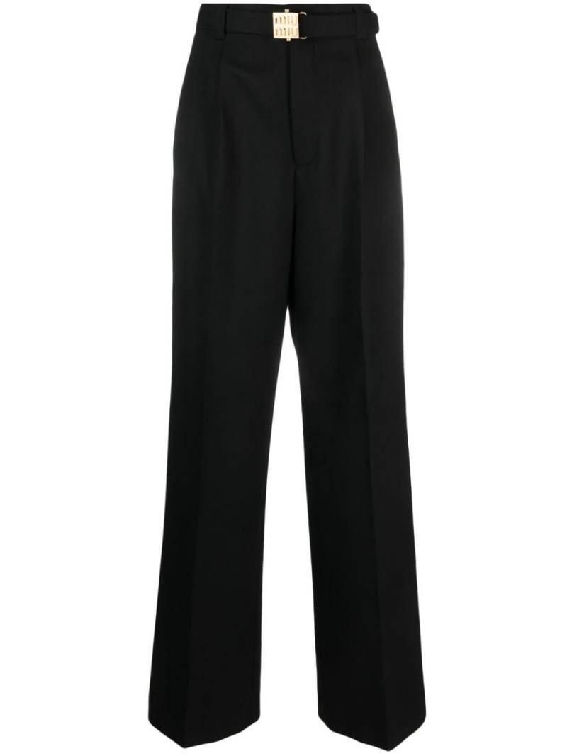 Miu Miu logo-buckle wide-leg trousers - Black von Miu Miu