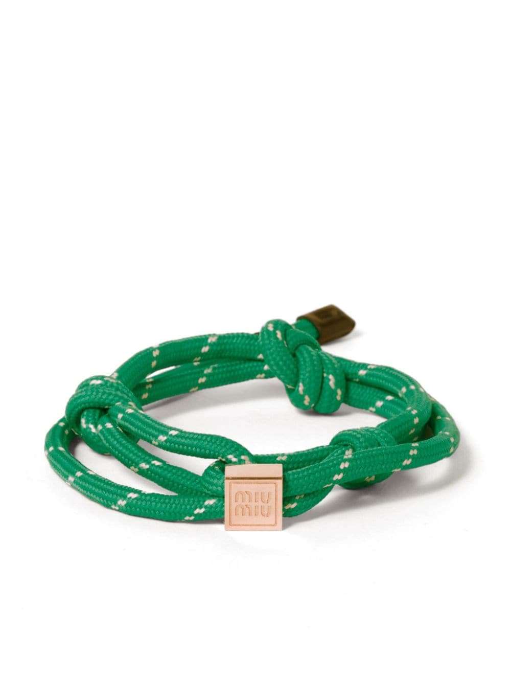 Miu Miu logo-charm rope bracelet - Green von Miu Miu