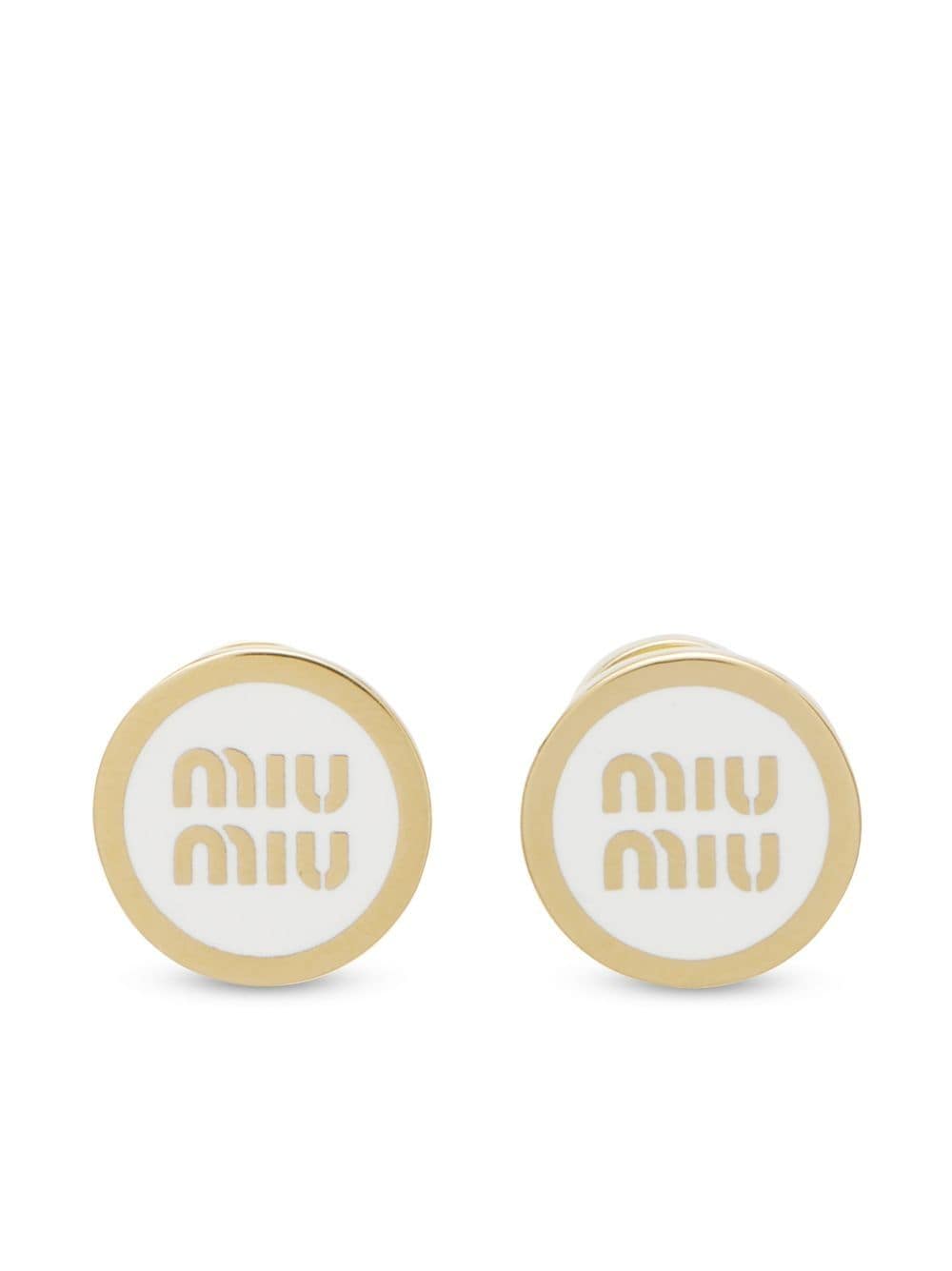 Miu Miu logo-embossed stud earrings - White von Miu Miu