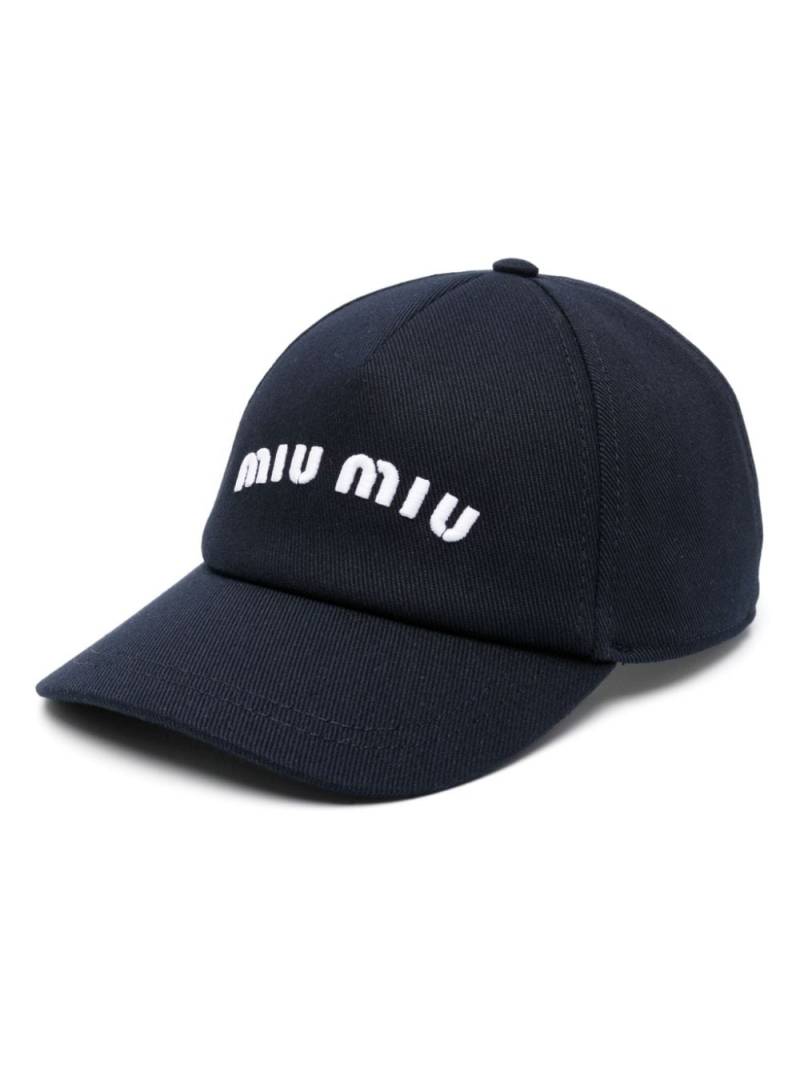 Miu Miu logo-embroidered baseball cap - Blue von Miu Miu