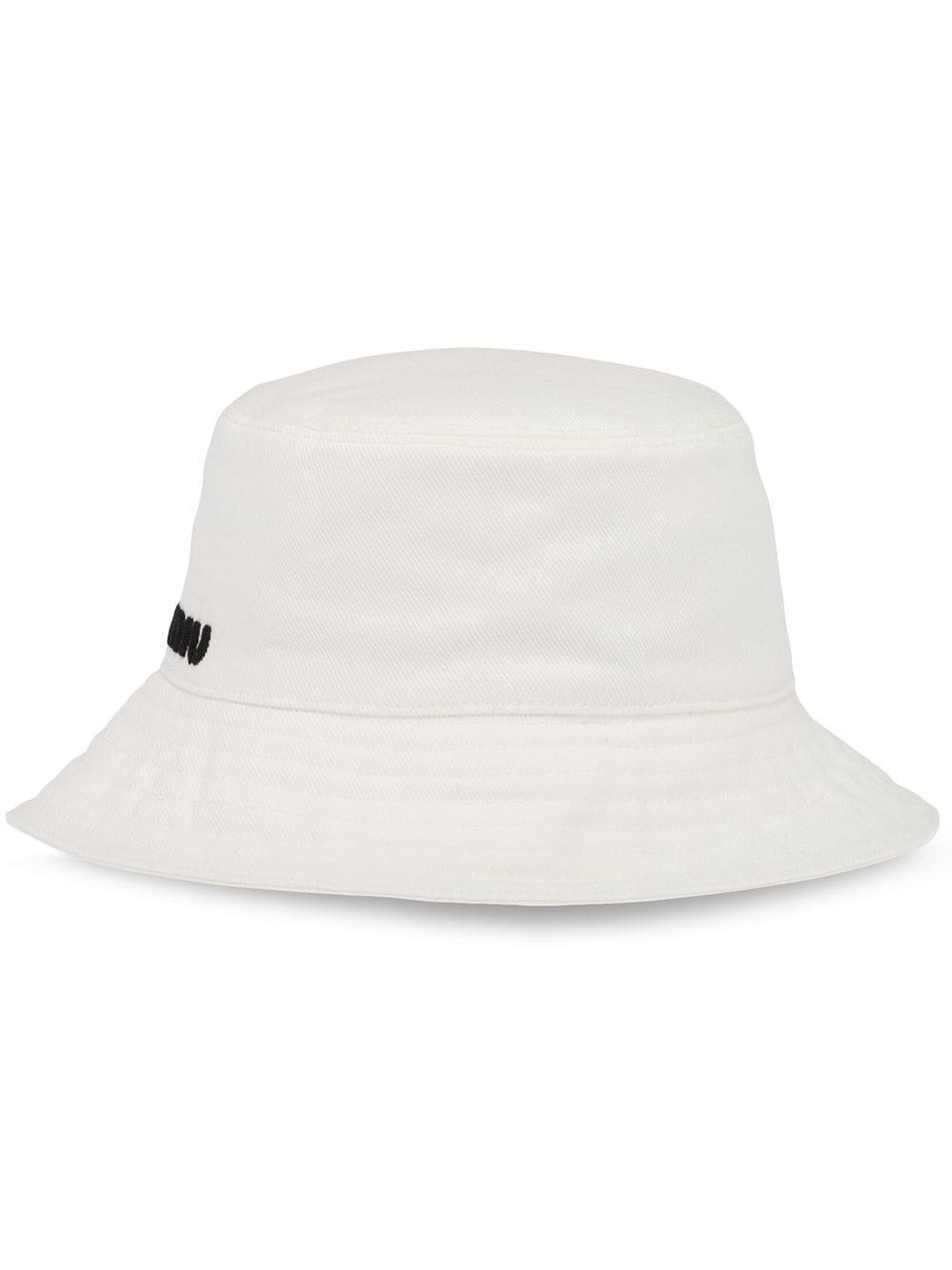 Miu Miu logo-embroidered bucket hat - White von Miu Miu