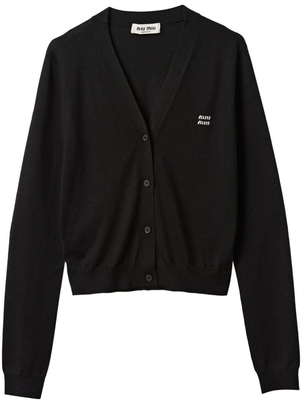 Miu Miu logo-embroidered cashmere cardigan - Black von Miu Miu