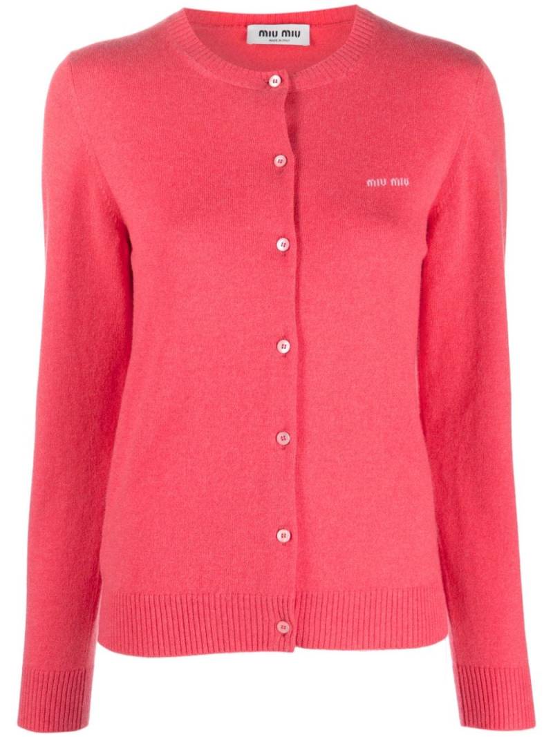 Miu Miu logo-embroidered cashmere cardigan - Pink von Miu Miu