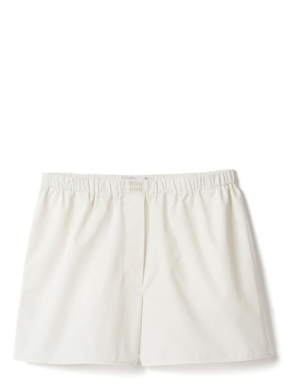 Miu Miu logo-embroidered cotton shorts - White von Miu Miu