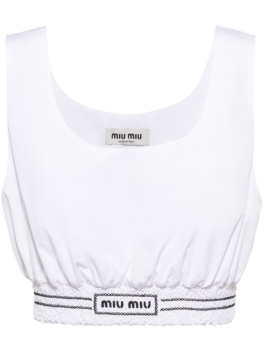 Miu Miu logo-embroidered crop top - White von Miu Miu