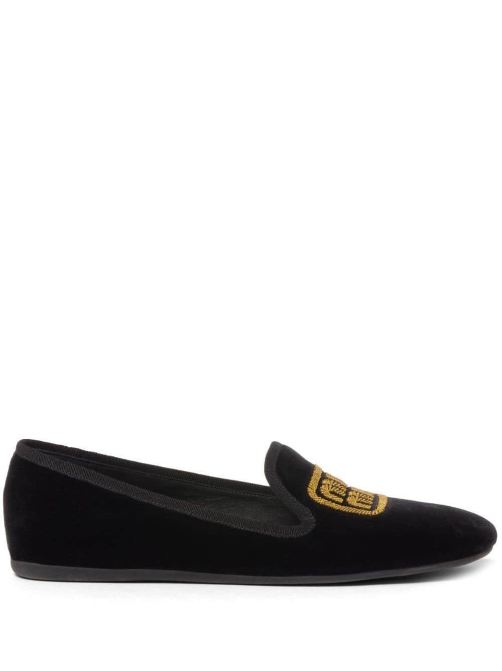 Miu Miu logo-embroidered velvet slipper - Black von Miu Miu