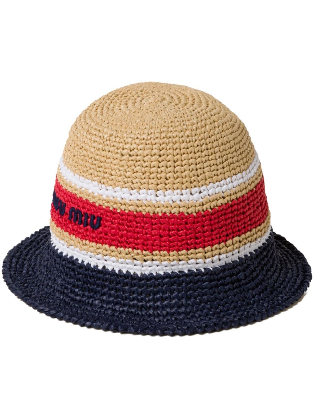 Miu Miu logo-embroidered woven bucket hat - Neutrals von Miu Miu