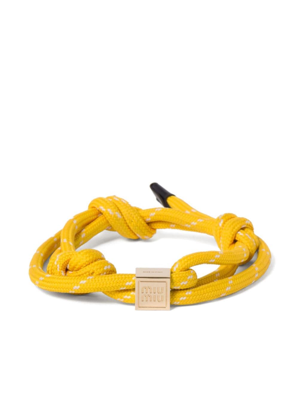 Miu Miu logo-engraved cord bracelet - Yellow von Miu Miu