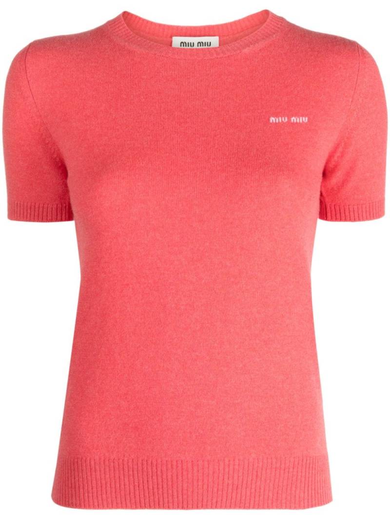 Miu Miu logo-intarsia cashmere top - Pink von Miu Miu