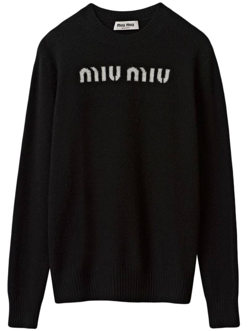 Miu Miu logo-jacquard cashmere jumper - Black von Miu Miu