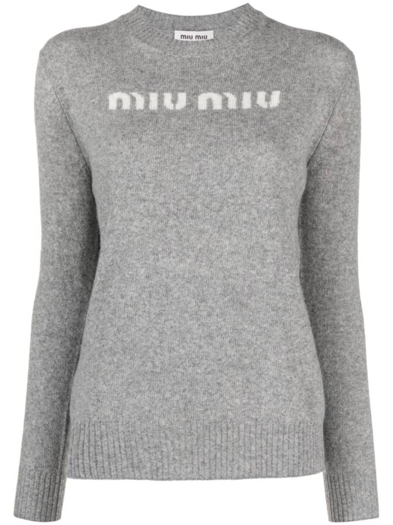 Miu Miu logo-jacquard jumper - Grey von Miu Miu