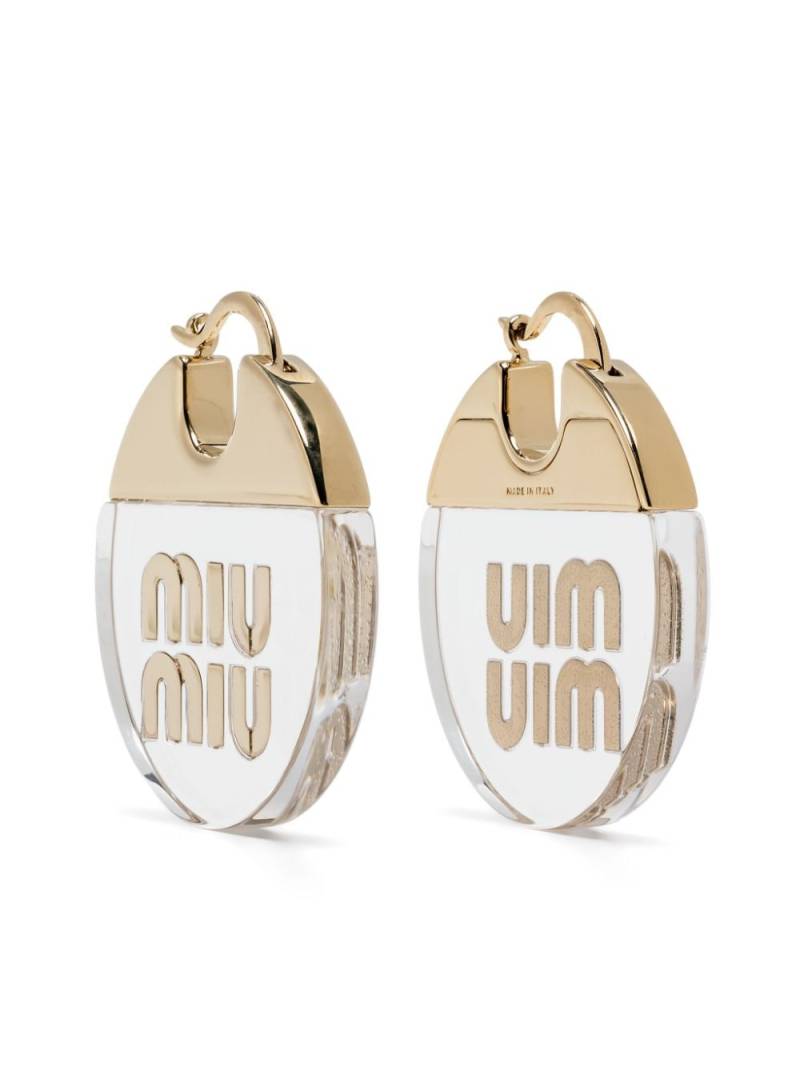 Miu Miu logo-lettering circular earrings - Gold von Miu Miu