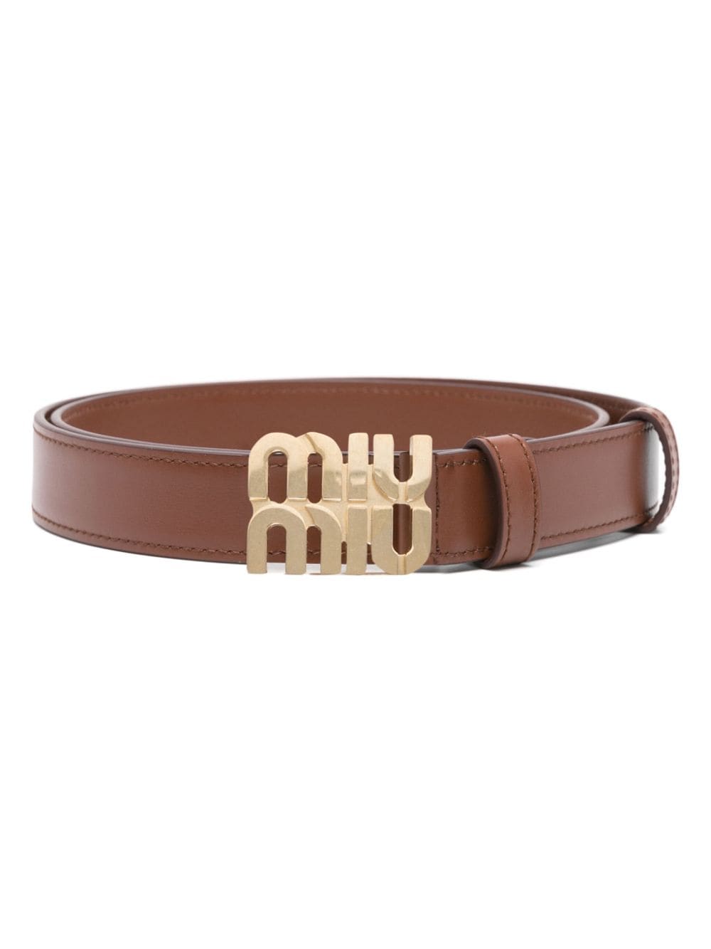 Miu Miu logo-lettering leather belt - Brown von Miu Miu