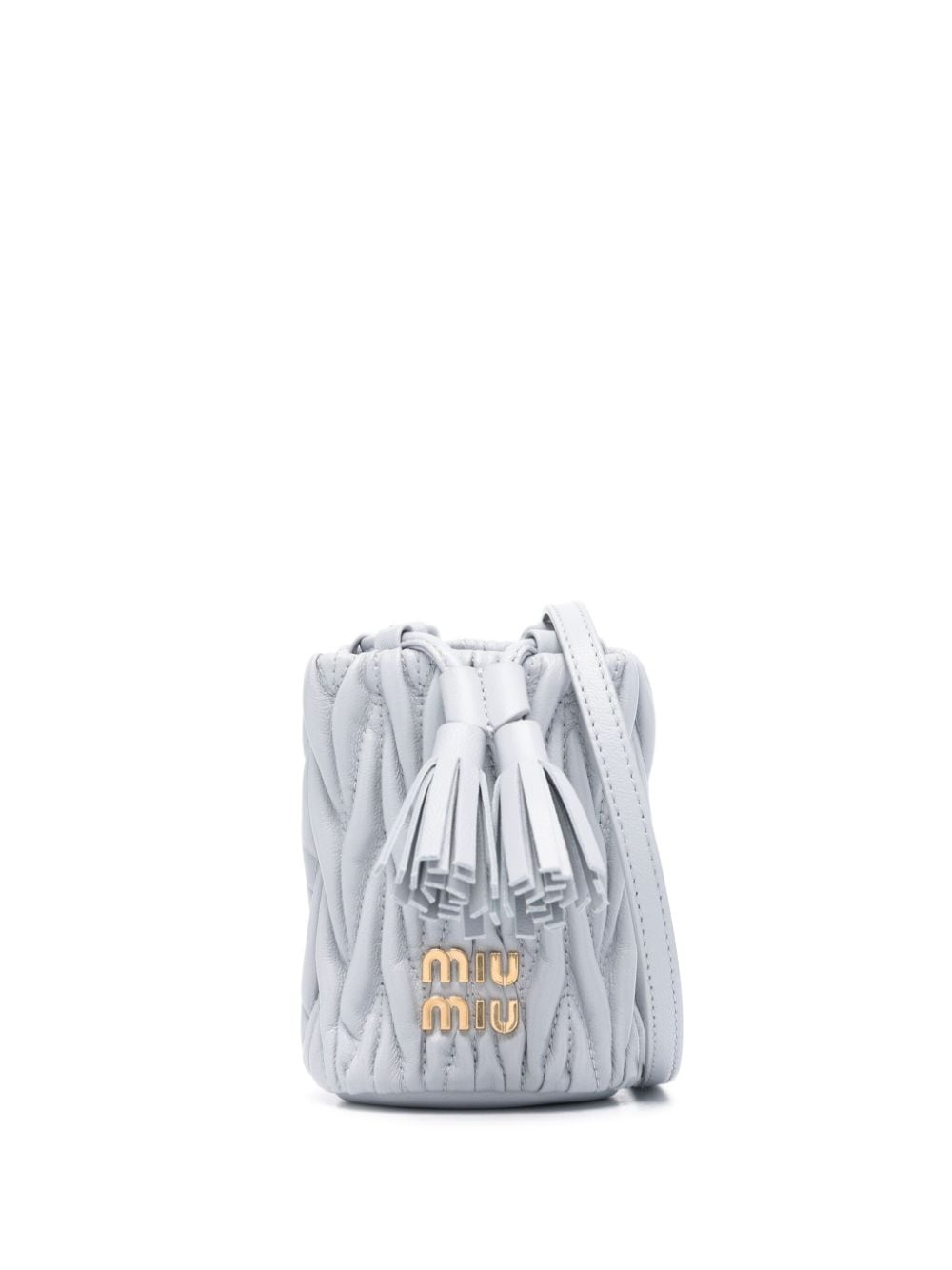 Miu Miu logo-lettering matelassé mini bag - Grey von Miu Miu