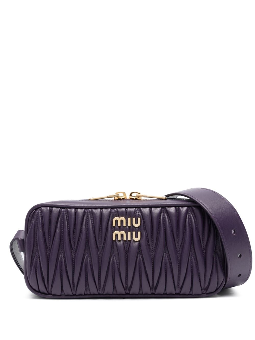 Miu Miu logo-lettering matelassé shoulder bag - Purple von Miu Miu
