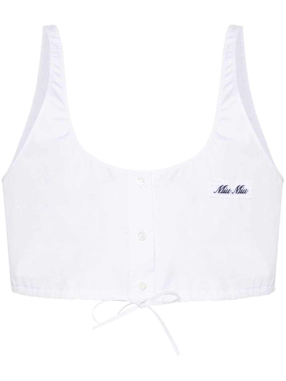 Miu Miu logo-patch cotton top - White von Miu Miu