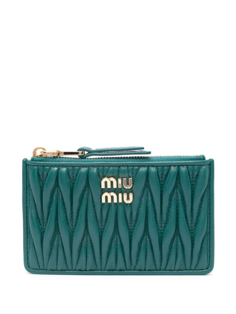 Miu Miu logo-plaque matelassé leather wallet - Green von Miu Miu
