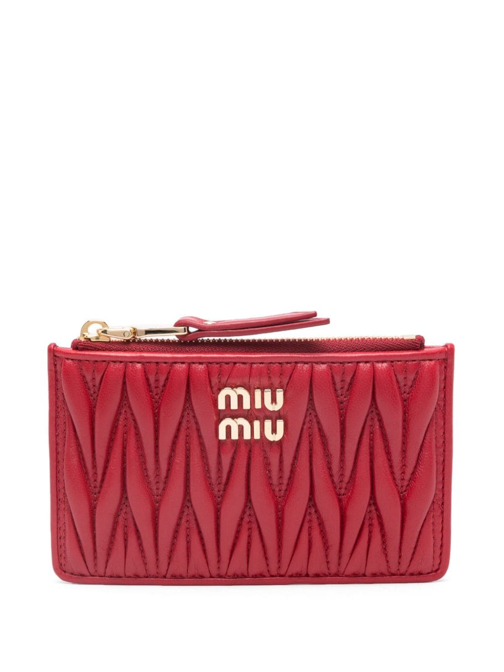 Miu Miu logo-plaque matelassé leather wallet - Red von Miu Miu