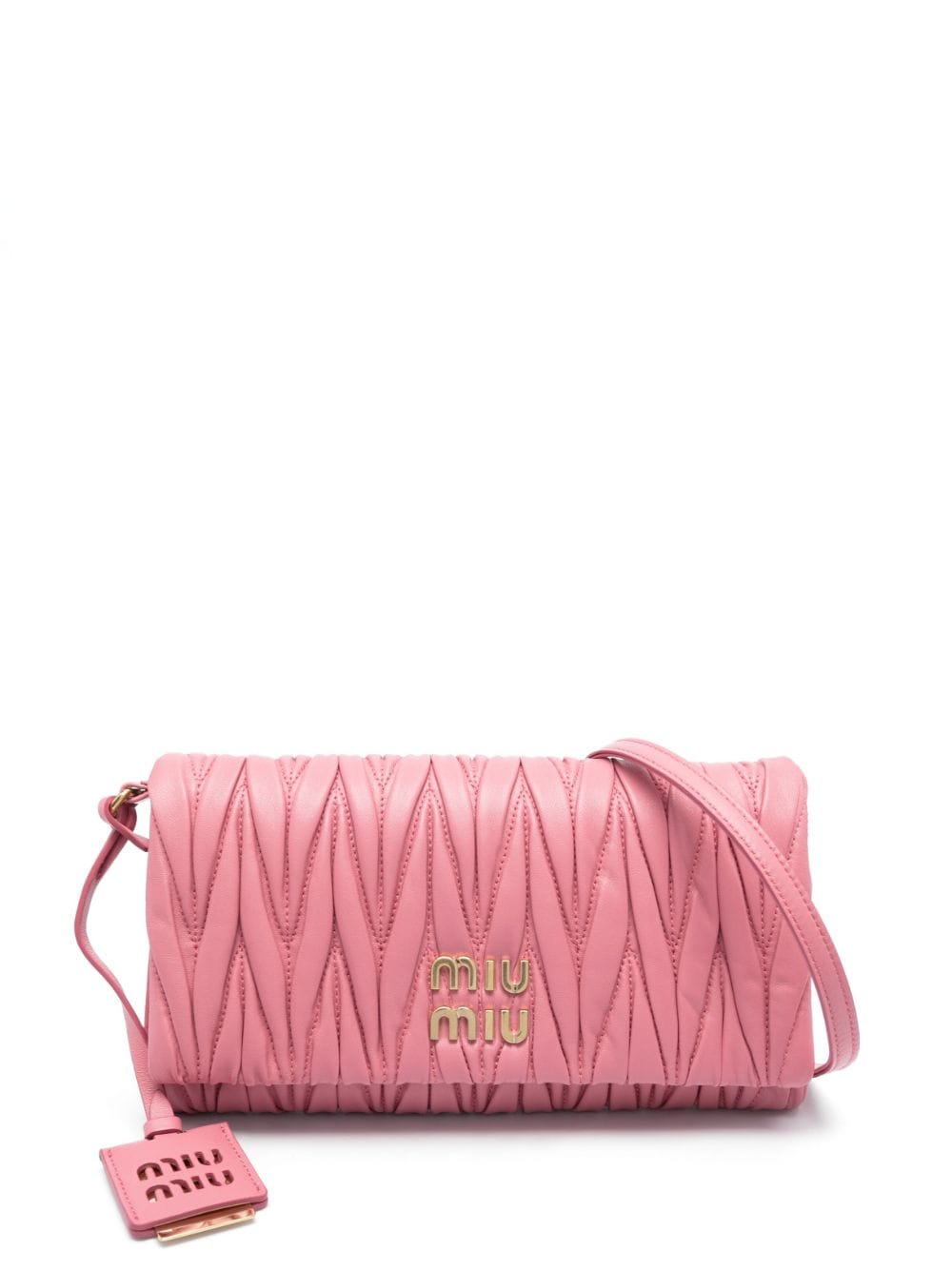Miu Miu logo-plaque matelassé shoulder bag - Pink von Miu Miu
