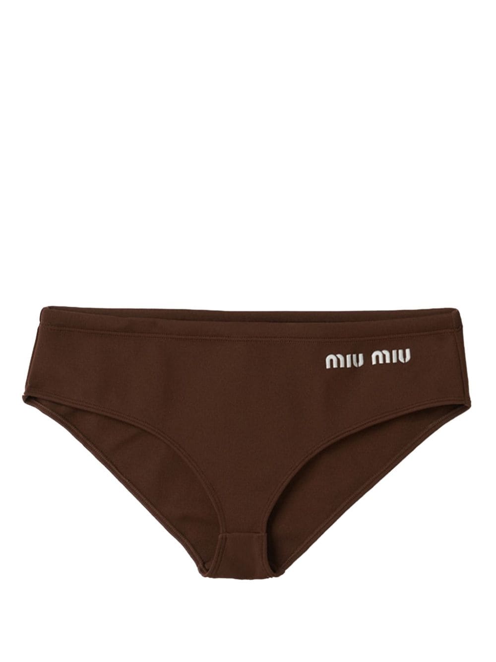 Miu Miu logo-print bikini bottoms - Brown von Miu Miu