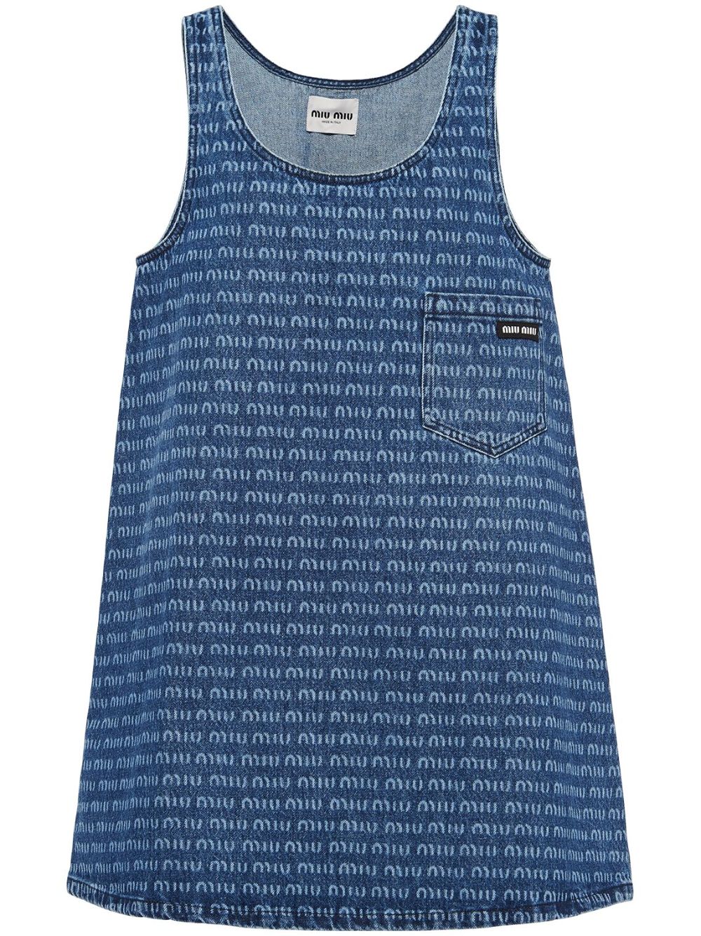 Miu Miu logo-print denim minidress - Blue von Miu Miu