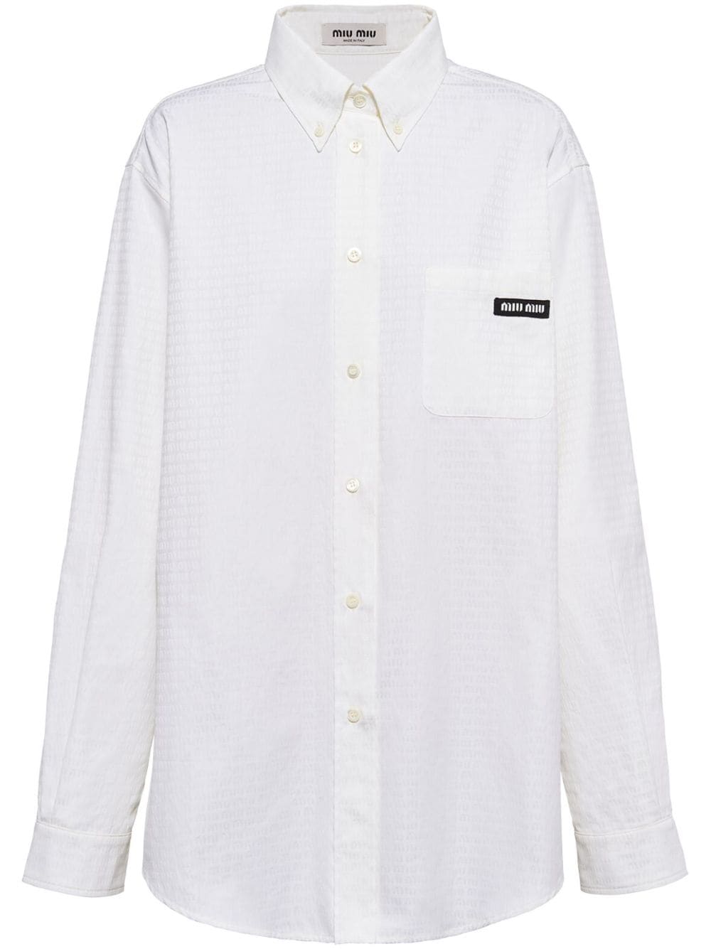 Miu Miu logo-print cotton shirt - White von Miu Miu