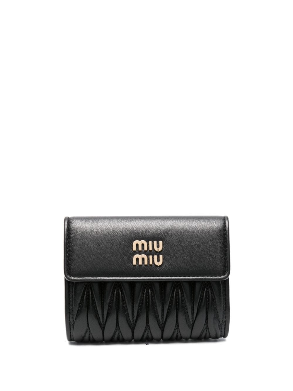 Miu Miu matelassé-effect leather wallet - Black von Miu Miu