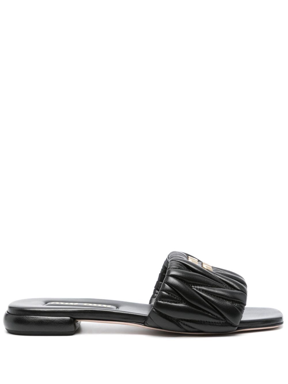 Miu Miu matelassé leather sandals - Black von Miu Miu