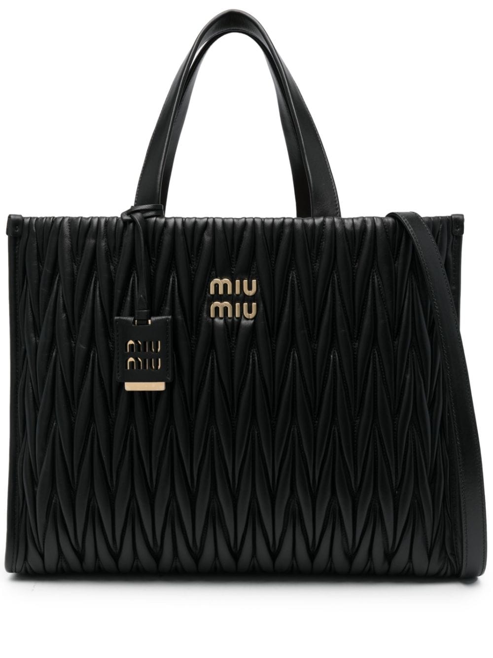 Miu Miu matelassé leather tote bag - Black von Miu Miu