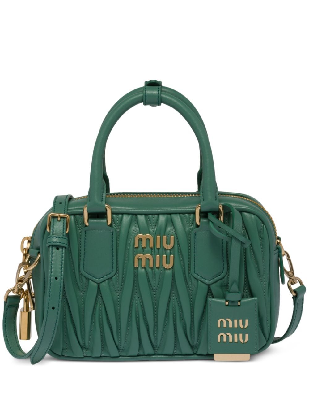 Miu Miu matelassé nappa leather mini bag - Green von Miu Miu