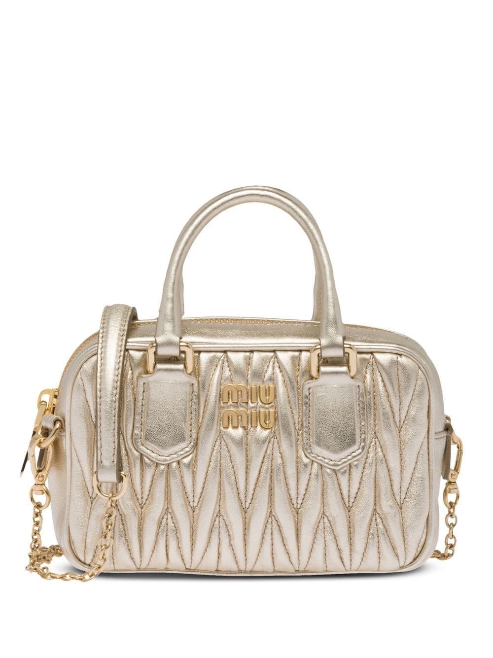 Miu Miu metallic-finish quilted tote bag - Gold von Miu Miu