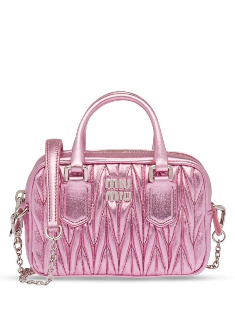 Miu Miu metallic-finish quilted tote bag - Pink von Miu Miu