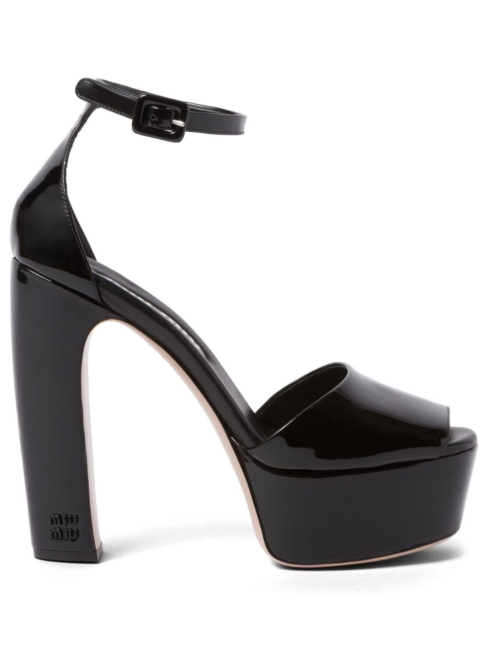 Miu Miu 135mm patent-leather platform sandals - Black von Miu Miu