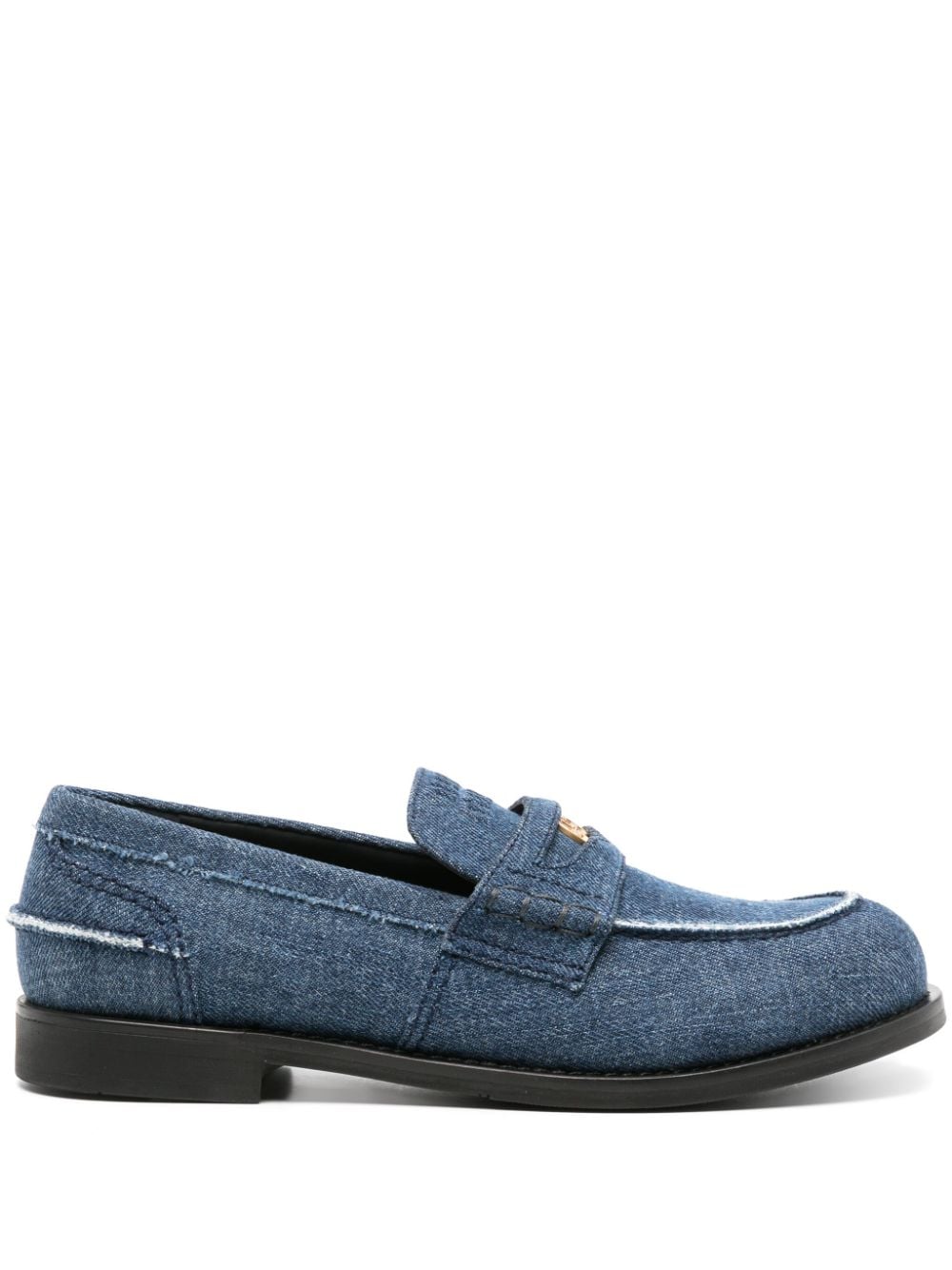 Miu Miu penny-detail denim loafers - Blue von Miu Miu