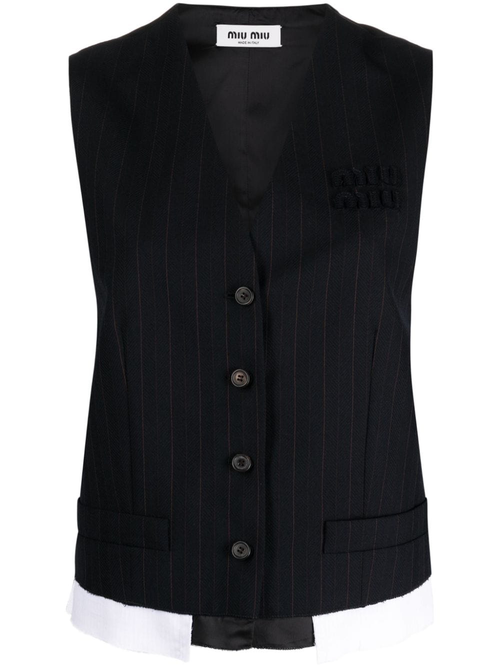 Miu Miu pinstriped layered wool vest - Blue von Miu Miu