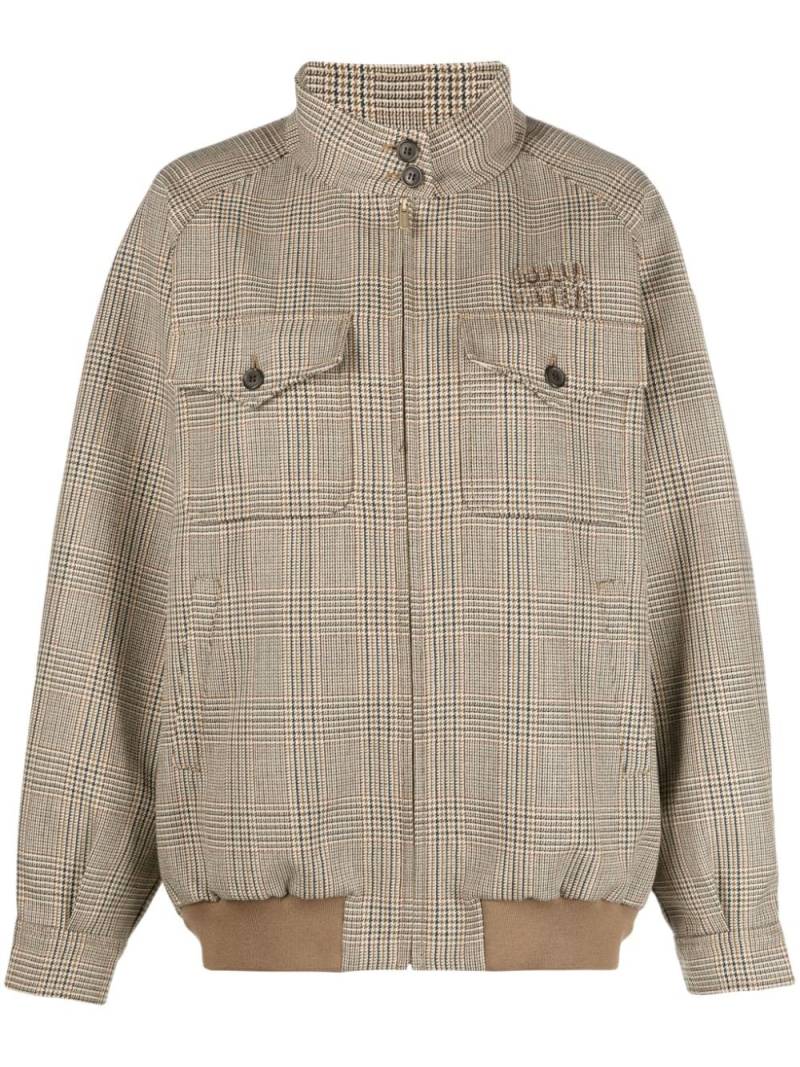 Miu Miu plaid virgin wool bomber jacket - Brown von Miu Miu