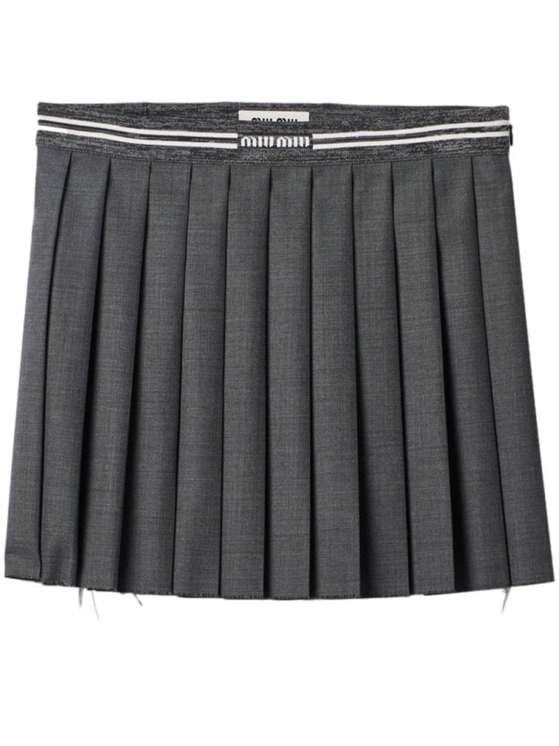 Miu Miu pleated wool miniskirt - Grey von Miu Miu