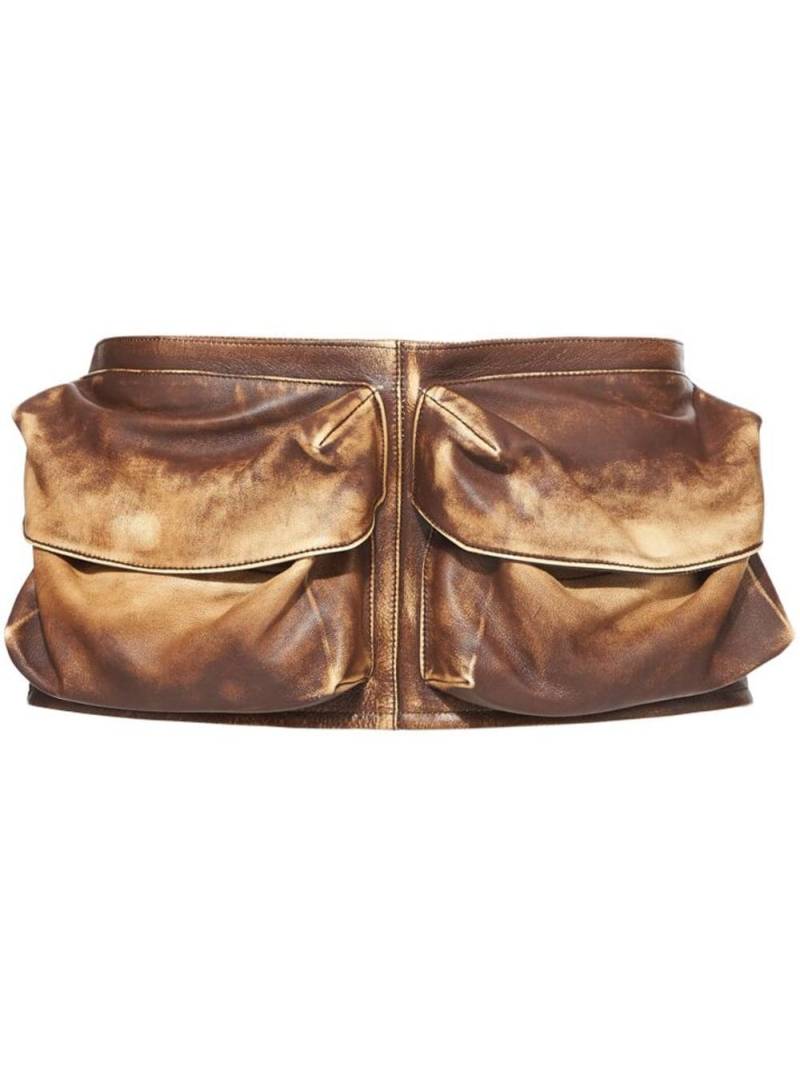 Miu Miu pouch-pockets leather wide belt - Brown von Miu Miu