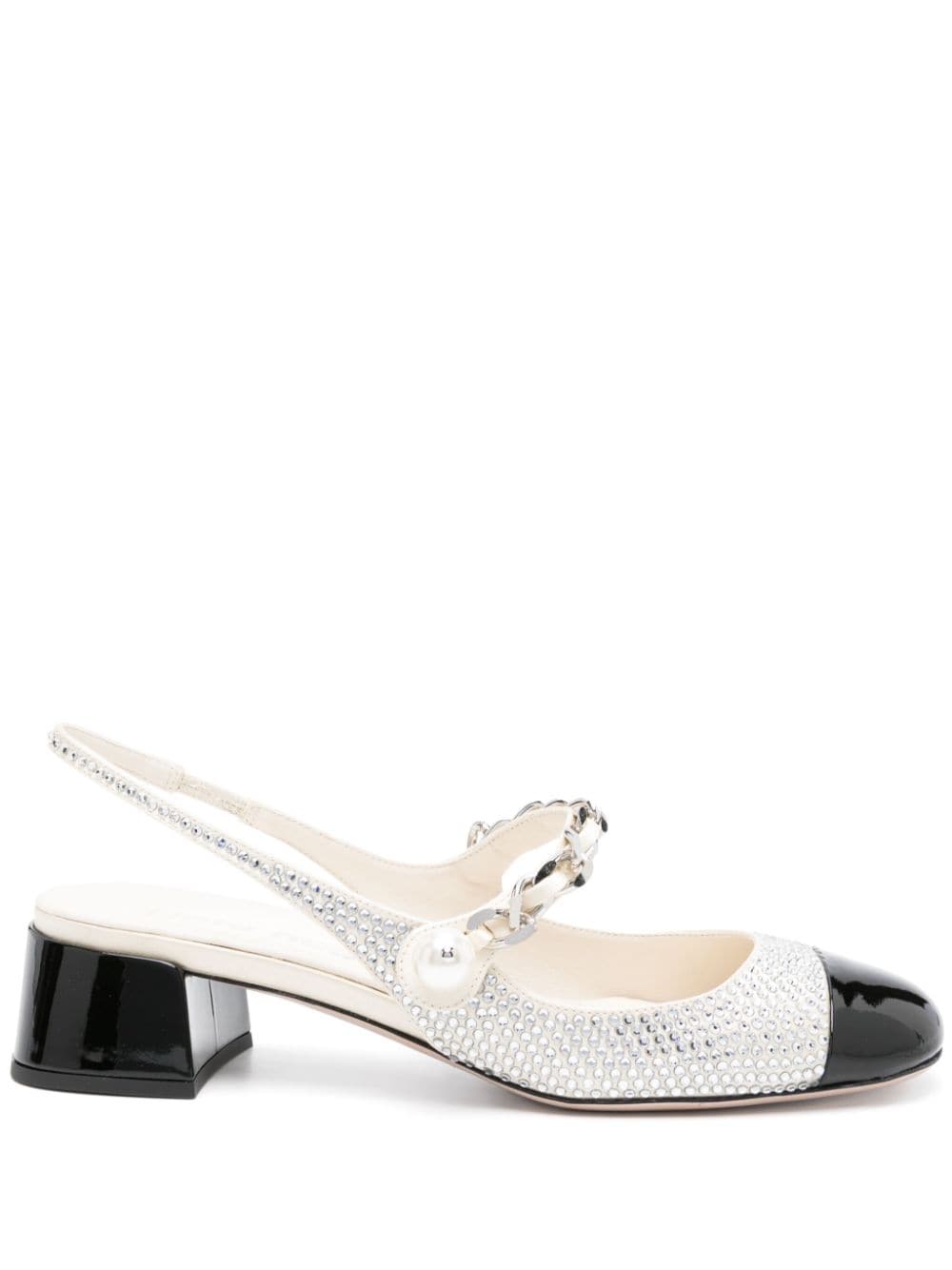 Miu Miu rhinestone-embellished slingback pumps - Neutrals von Miu Miu