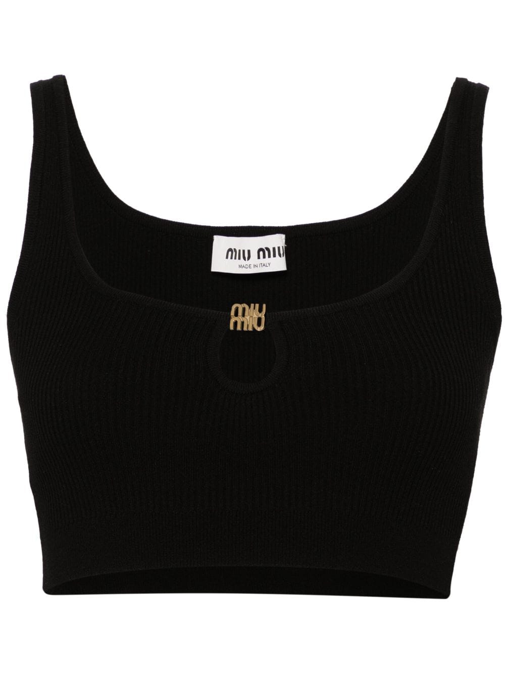 Miu Miu ribbed cropped tank top - Black von Miu Miu