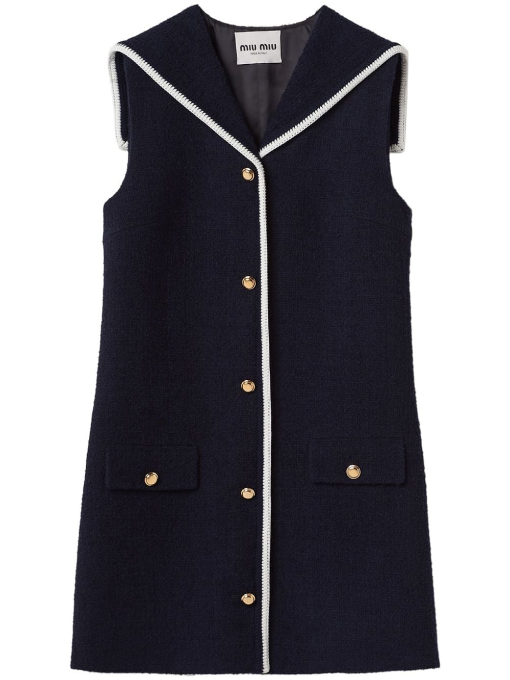 Miu Miu sleeveless bouclé mini dress - Blue von Miu Miu