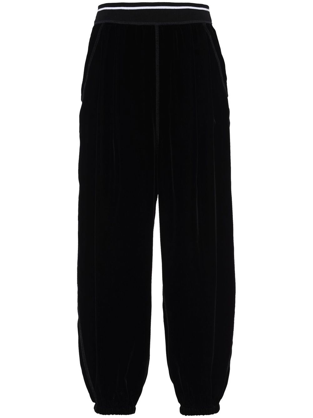 Miu Miu stripe-trim velvet track pants - Black von Miu Miu