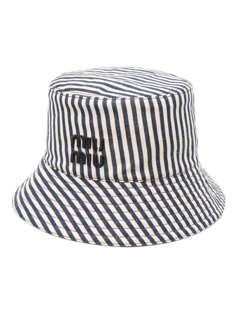Miu Miu striped bucket hat - Blue von Miu Miu
