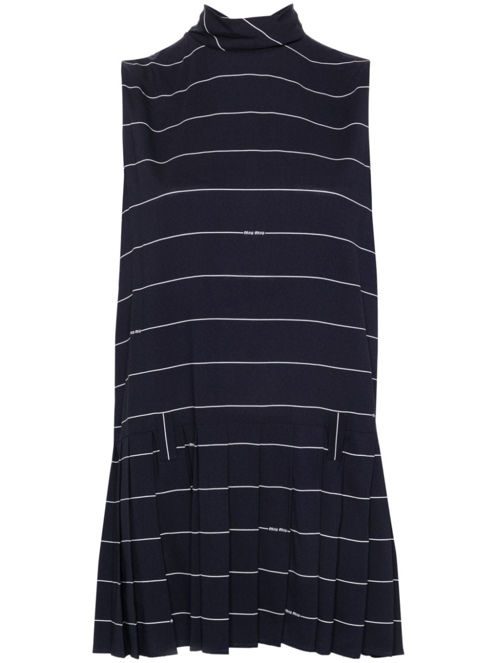 Miu Miu striped crepe-texture dress - Blue von Miu Miu