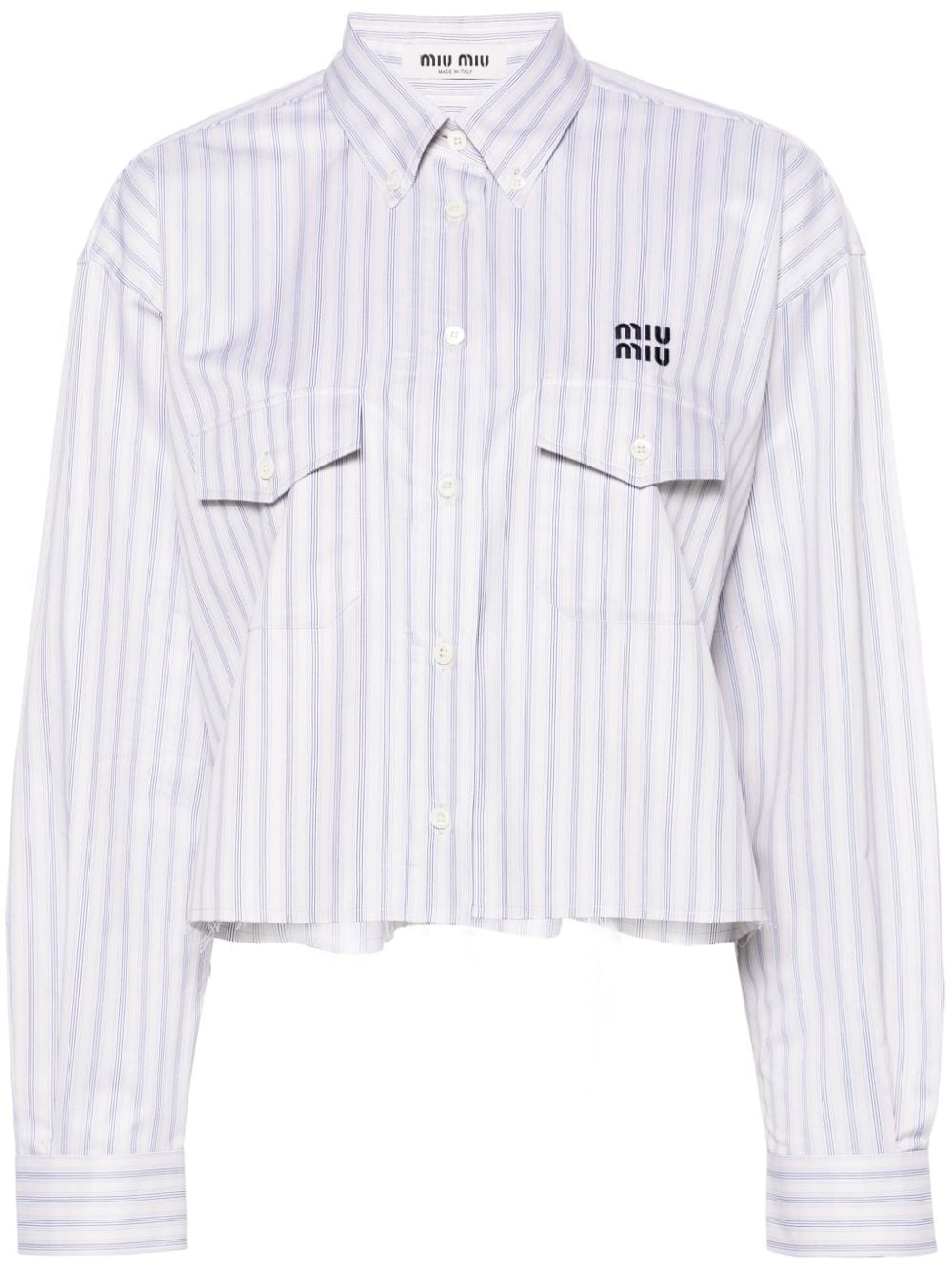 Miu Miu striped cropped shirt - Grey von Miu Miu
