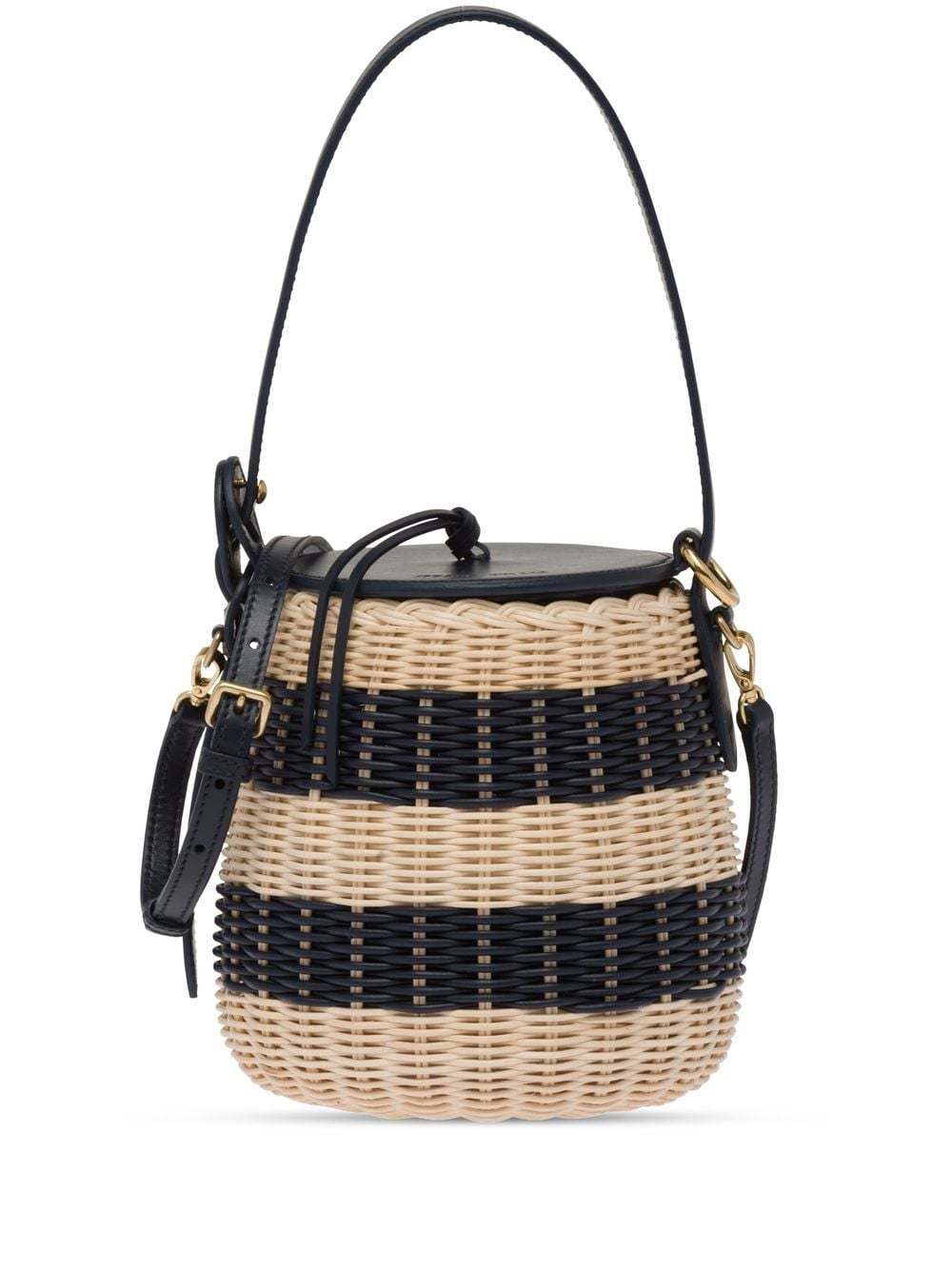 Miu Miu striped woven-wicker bucket bag - Neutrals von Miu Miu