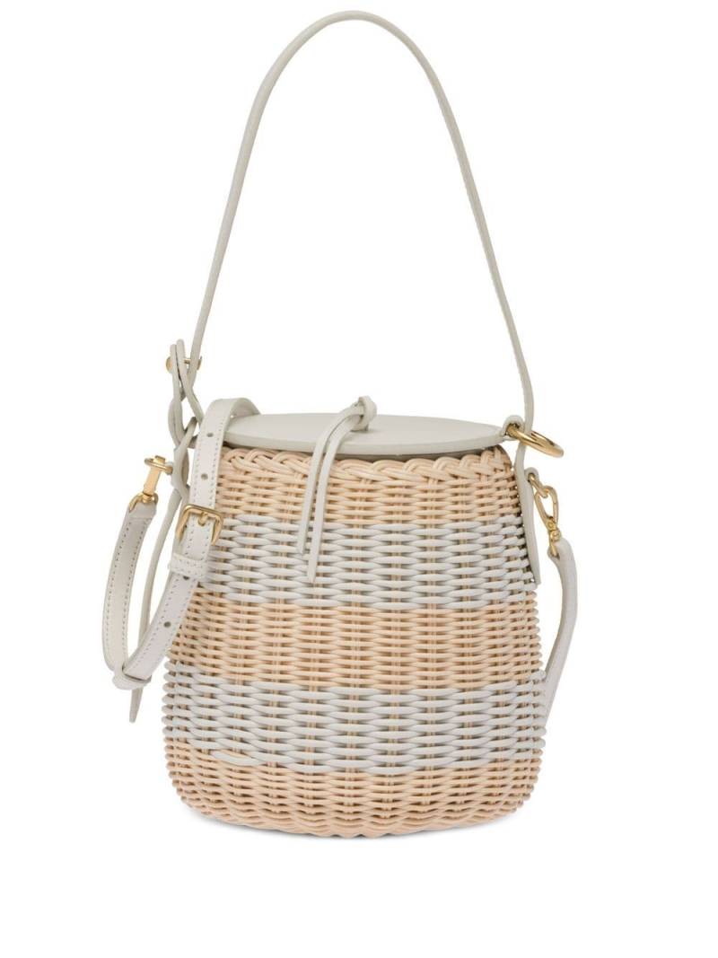 Miu Miu striped woven-wicker bucket bag - White von Miu Miu