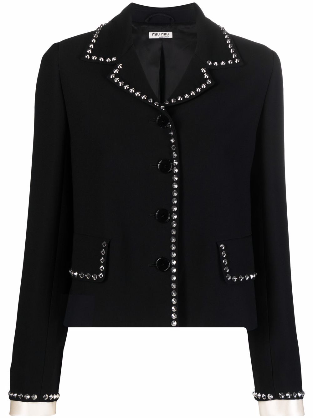 Miu Miu stud-embellished button-fastening jacket - Black von Miu Miu