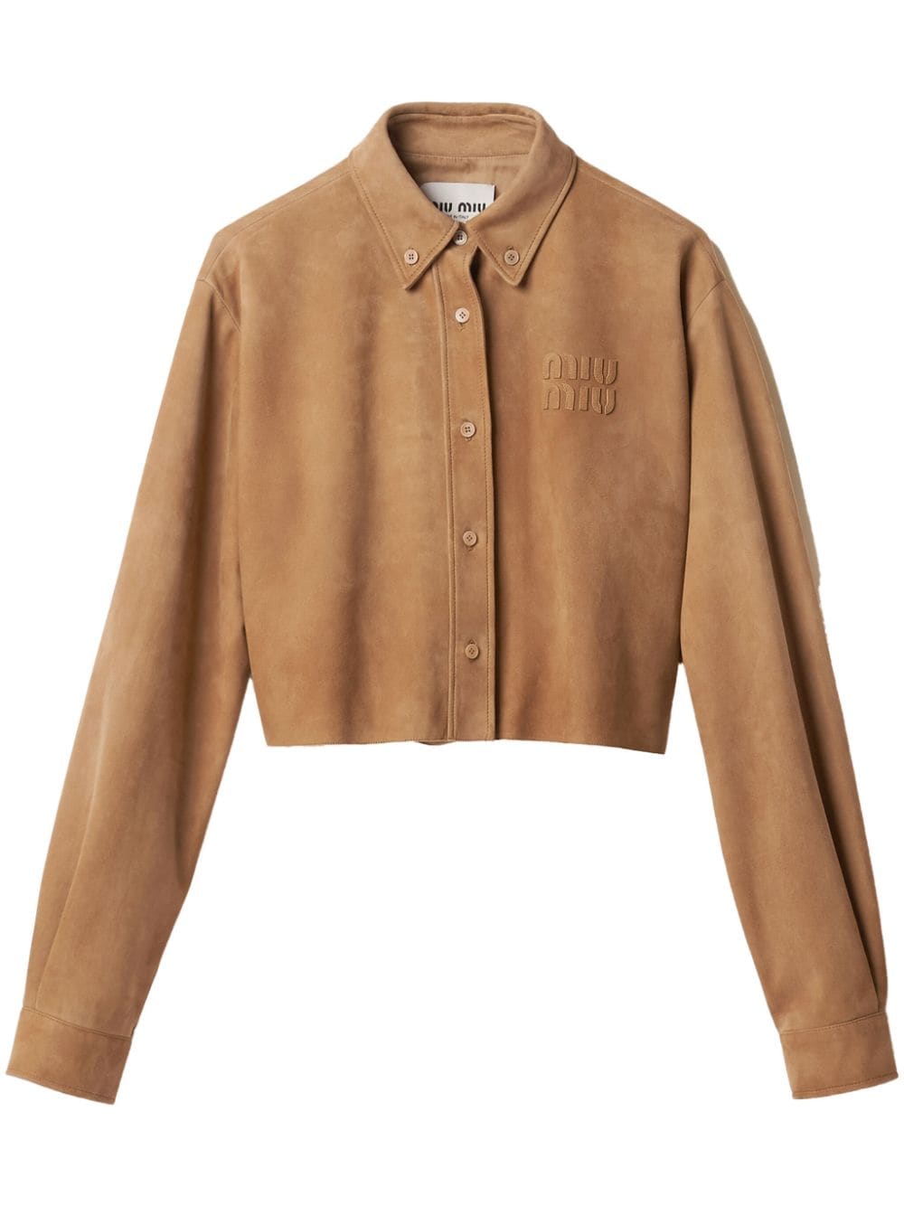 Miu Miu suede cropped shirt - Brown von Miu Miu