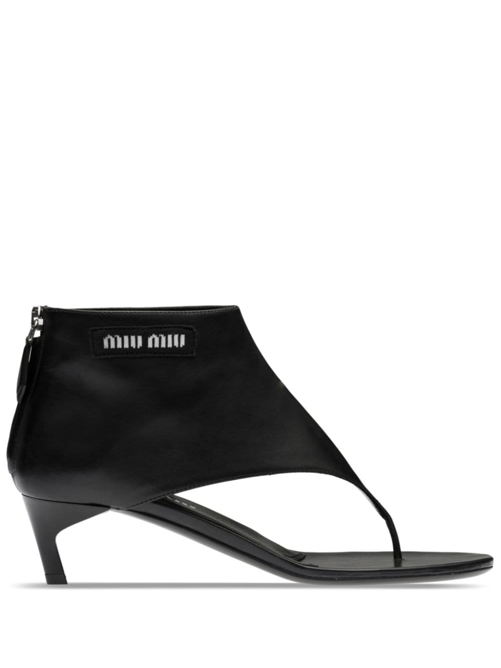 Miu Miu thong-strap 45mm leather booties - Black von Miu Miu